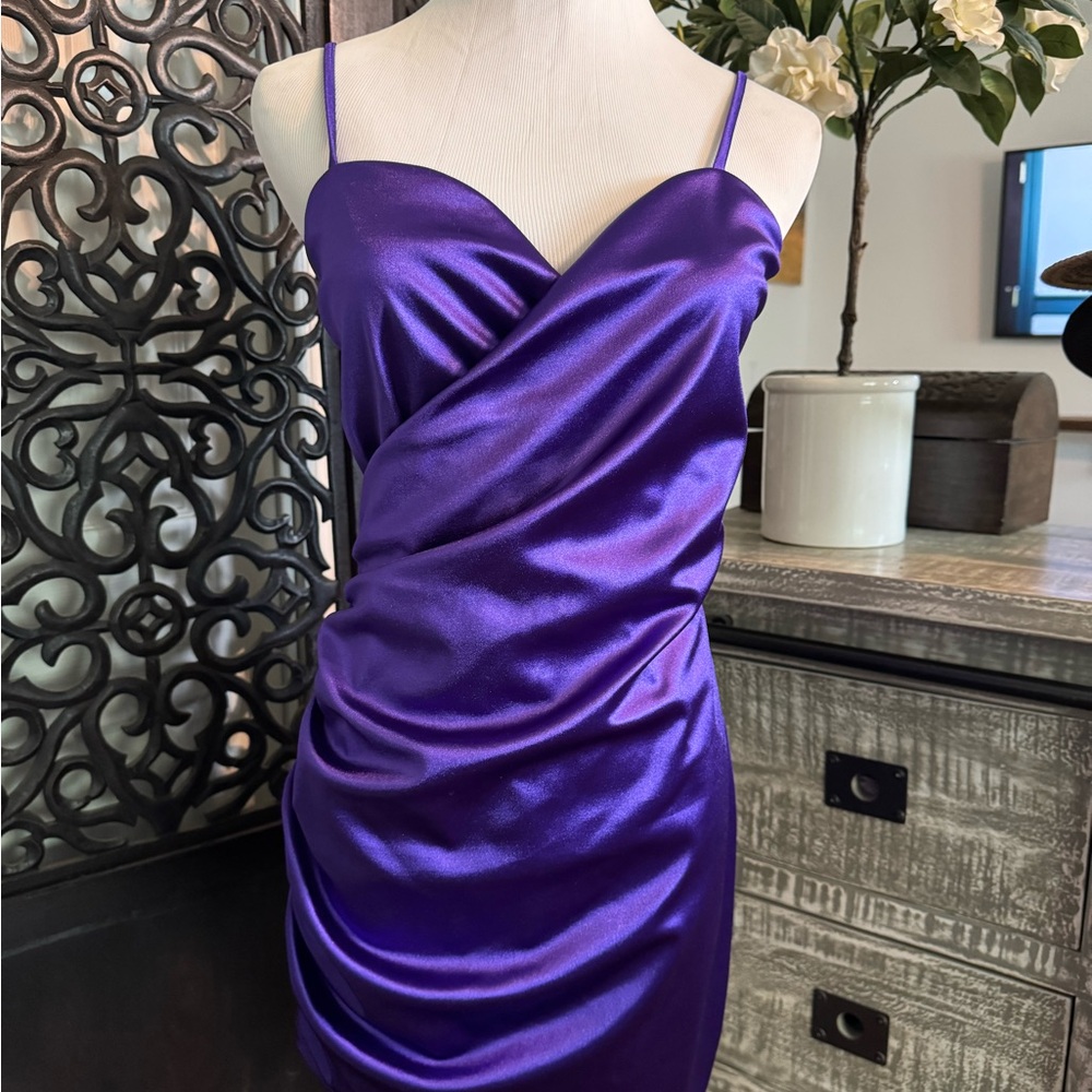 Elegant Purple Satin Dress